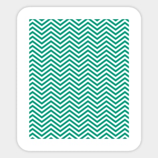 Dark Mint Green and White Chevron Pattern Sticker